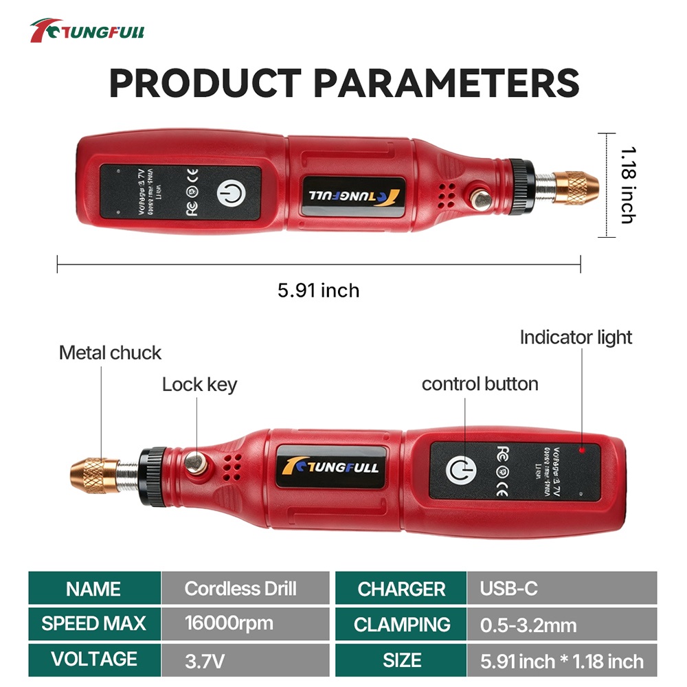 TUNGFULL 3.7V Cordless Rotary  - Power Tools For Workshop ulasan dan harga